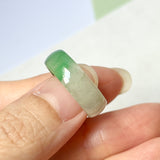 17.2mm A-Grade Natural Green White Jadeite Love Entwines Ring No. 162464