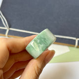 22.2mm A-Grade Natural Floral Moss On Snow Jadeite Archer Ring Band No.161566