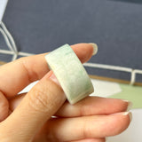 22.2mm A-Grade Natural Floral Moss On Snow Jadeite Archer Ring Band No.161566