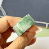 22.2mm A-Grade Natural Floral Moss On Snow Jadeite Archer Ring Band No.161566