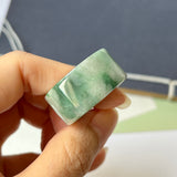 22.2mm A-Grade Natural Floral Moss On Snow Jadeite Archer Ring Band No.161566