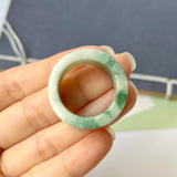 22.2mm A-Grade Natural Floral Moss On Snow Jadeite Archer Ring Band No.161566