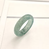 17.2mm A-Grade Natural Bluish Green Jadeite Faceted Abacus Ring Band No.162005