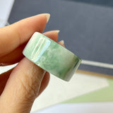 22.2mm A-Grade Natural Floral Moss On Snow Jadeite Archer Ring Band No.161566