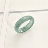 17.2mm A-Grade Natural Bluish Green Jadeite Faceted Abacus Ring Band No.162005