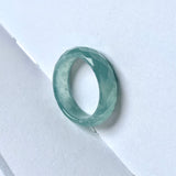 17.2mm A-Grade Natural Bluish Green Jadeite Faceted Abacus Ring Band No.162005