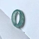 17.2mm A-Grade Natural Bluish Green Jadeite Faceted Abacus Ring Band No.162005