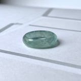 17.2mm A-Grade Natural Bluish Green Jadeite Faceted Abacus Ring Band No.162005