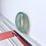 17.2mm A-Grade Natural Bluish Green Yellow Jadeite Faceted Abacus Ring Band No.162006