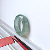 17.2mm A-Grade Natural Bluish Green Yellow Jadeite Faceted Abacus Ring Band No.162006