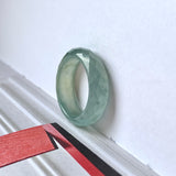 17.2mm A-Grade Natural Bluish Green Yellow Jadeite Faceted Abacus Ring Band No.162006