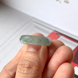 17.2mm A-Grade Natural Bluish Green Yellow Jadeite Faceted Abacus Ring Band No.162006