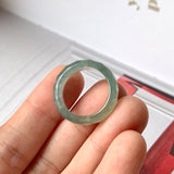 17.2mm A-Grade Natural Bluish Green Yellow Jadeite Faceted Abacus Ring Band No.162006