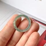 17.2mm A-Grade Natural Bluish Green Yellow Jadeite Faceted Abacus Ring Band No.162006