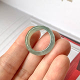 17.2mm A-Grade Natural Bluish Green Yellow Jadeite Faceted Abacus Ring Band No.162006