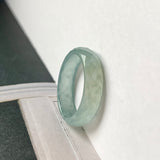 18mm A-Grade Natural Bluish Green Yellow Jadeite Faceted Abacus Ring Band No.162004