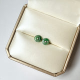 A-Grade Natural Floral Imperial Green Jadeite Donut Stud Earring No.180842