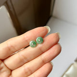 A-Grade Natural Floral Imperial Green Jadeite Donut Stud Earring No.180842