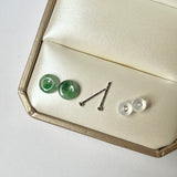 A-Grade Natural Floral Imperial Green Jadeite Donut Stud Earring No.180842