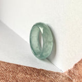 16.2mm A-Grade Natural Bluish Green Jadeite Faceted Abacus Ring Band No.162007