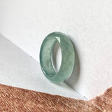 16.2mm A-Grade Natural Bluish Green Jadeite Faceted Abacus Ring Band No.162007