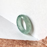 16.2mm A-Grade Natural Bluish Green Jadeite Faceted Abacus Ring Band No.162007