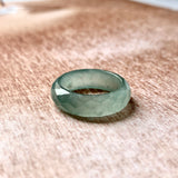 16.2mm A-Grade Natural Bluish Green Jadeite Faceted Abacus Ring Band No.162007