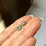 A-Grade Natural Floral Imperial Green Jadeite Donut Stud Earring No.180841