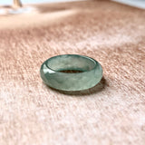 16.2mm A-Grade Natural Bluish Green Jadeite Faceted Abacus Ring Band No.162007