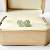 A-Grade Natural Glacier Blue Jadeite Donut Stud Earring No.180846