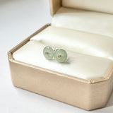 A-Grade Natural Glacier Blue Jadeite Donut Stud Earring No.180846