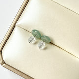 A-Grade Natural Glacier Blue Jadeite Donut Stud Earring No.180846