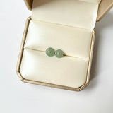 A-Grade Natural Glacier Blue Jadeite Donut Stud Earring No.180846