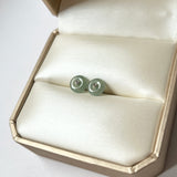 A-Grade Natural Glacier Blue Jadeite Donut Stud Earring No.180846