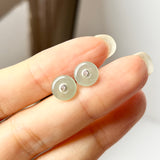 A-Grade Natural Glacier Blue Jadeite Donut Stud Earring No.180846