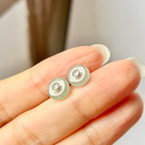 A-Grade Natural Glacier Blue Jadeite Donut Stud Earring No.180846