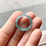 16.2mm A-Grade Natural Bluish Green Jadeite Faceted Abacus Ring Band No.162007