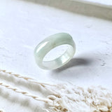 16.4mm A-Grade Natural White Green Jadeite Saddle Top Ring Band No.161987