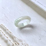 16.4mm A-Grade Natural White Green Jadeite Saddle Top Ring Band No.161987