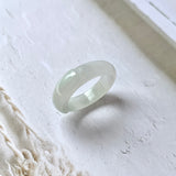 16.4mm A-Grade Natural White Green Jadeite Saddle Top Ring Band No.161987