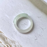 16.4mm A-Grade Natural White Green Jadeite Saddle Top Ring Band No.161987