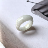 15.2mm A-Grade Natural White Jadeite Saddle Top Ring Band No.220442