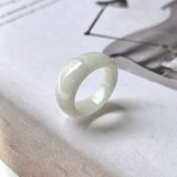 15.2mm A-Grade Natural White Jadeite Saddle Top Ring Band No.220442