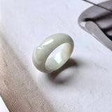 15.2mm A-Grade Natural White Jadeite Saddle Top Ring Band No.220442