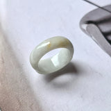 15.2mm A-Grade Natural White Jadeite Saddle Top Ring Band No.220442