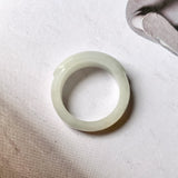 15.2mm A-Grade Natural White Jadeite Saddle Top Ring Band No.220442