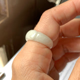 15.2mm A-Grade Natural White Jadeite Saddle Top Ring Band No.220442