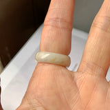 15.2mm A-Grade Natural White Jadeite Saddle Top Ring Band No.220442