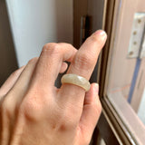 16.3mm A-Grade Natural Light Yellow Jadeite Saddle Top Ring Band No.162248