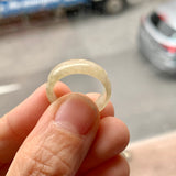 16.3mm A-Grade Natural Light Yellow Jadeite Saddle Top Ring Band No.162248